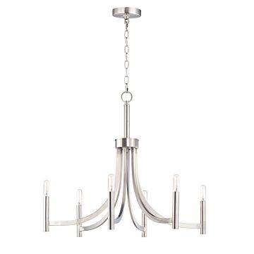 Lyndon Six Light Chandelier in Satin Nickel by Maxim