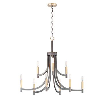 Lyndon Nine Light Chandelier in Bronze   Antique Brass by Maxim