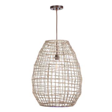 Cross 1-Light Pendant in Natuarl Woven Sea Grass