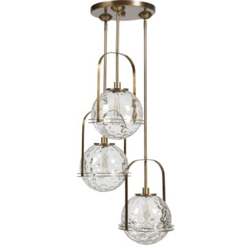 Mimas 3-Light Pendant in Antique Brass