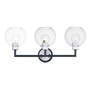 Vessel Three Light Wall Sconce in Black   Brushed Aluminum by Maxim