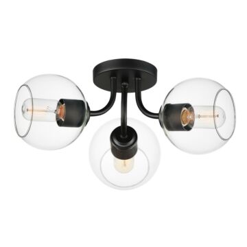 Knox Three Light Semi Flush Mount in Black by Maxim
