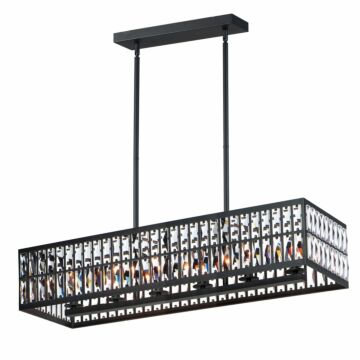 Madeline Six Light Linear Pendant in Black by Maxim
