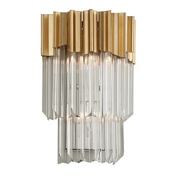 Charisma 2-Light Wall Sconce in Gold Leaf with Polished Stainless