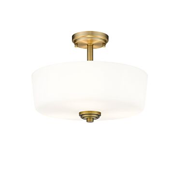 Z-Lite Arlington 3-Light Semi Flush Mount Ceiling Light In Heritage Brass