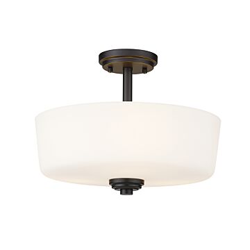 Z-Lite Arlington 3-Light Semi Flush Mount Ceiling Light In Bronze