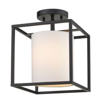 Manhattan One Light Semi Flush Mount in Matte Black by Golden