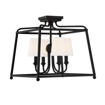 Sylvan Four Light Semi Flush Mount in Black Forged by Crystorama