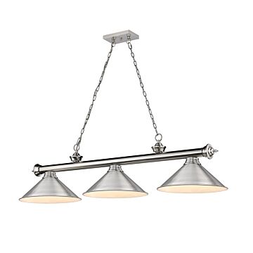 Z-Lite Cordon 3-Light Linear Pendant Light In Brushed Nickel