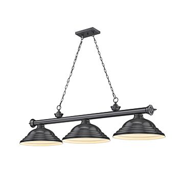 Z Lite Cordon 3 Light Linear Pendant Light In Bronze Plate