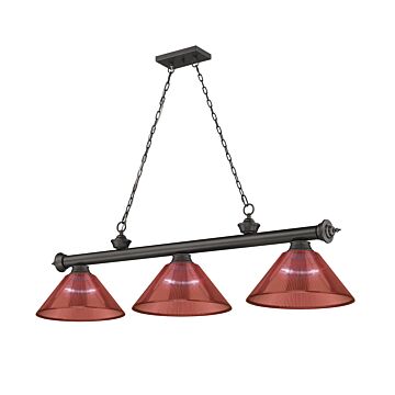 Z-Lite Cordon 3-Light Linear Pendant Light In Bronze