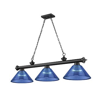 Z-Lite Cordon 3-Light Linear Pendant Light In Matte Black