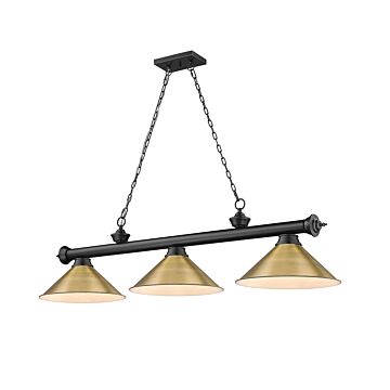 Z Lite Cordon 3 Light Linear Pendant Light In Matte Black