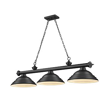 Z-Lite Cordon 3-Light Linear Pendant Light In Matte Black