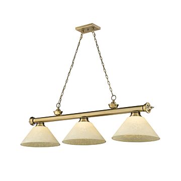 Z-Lite Cordon 3-Light Linear Pendant Light In Rubbed Brass