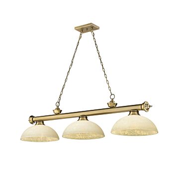Z-Lite Cordon 3-Light Linear Pendant Light In Rubbed Brass
