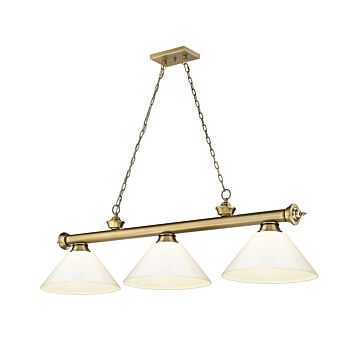 Z-Lite Cordon 3-Light Linear Pendant Light In Rubbed Brass