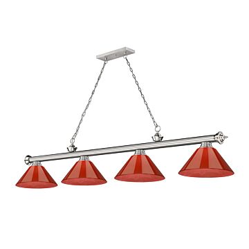 Z-Lite Cordon 4-Light Linear Pendant Light In Brushed Nickel