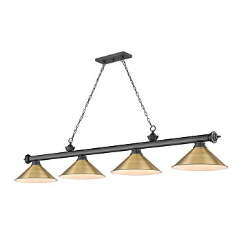 Z Lite Cordon 4 Light Linear Pendant Light In Bronze Plate