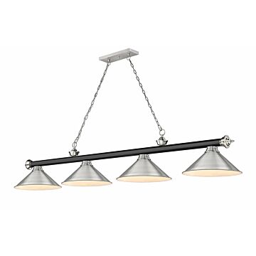 Z-Lite Cordon 4-Light Linear Pendant Light In Matte Black With Brushed Nickel