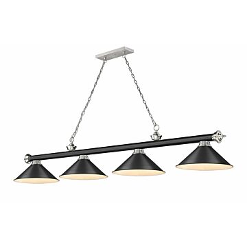 Z-Lite Cordon 4-Light Linear Pendant Light In Matte Black With Brushed Nickel