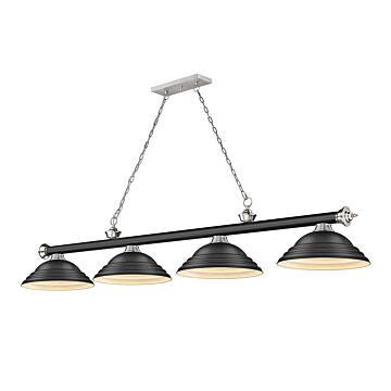 Z-Lite Cordon 4-Light Linear Pendant Light In Matte Black With Brushed Nickel
