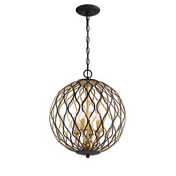 Gilded Glam Four Light Pendant in Sand Coal With Painted And Pla by MinkaLavery