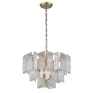 Piemonte Eight Light Chandelier in Gold Leaf by Corbett Lighting