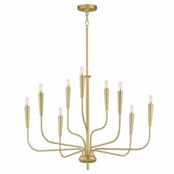 Vela Nine Light Chandelier in Satin Brass by Maxim