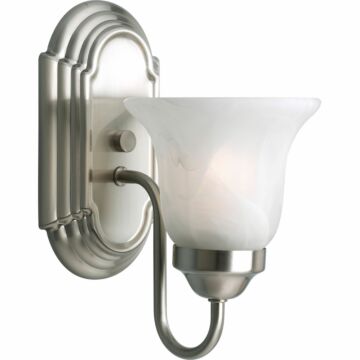 Alabaster Glass 1-Light Bathroom Vanity Light Bracket in Brushed Nickel