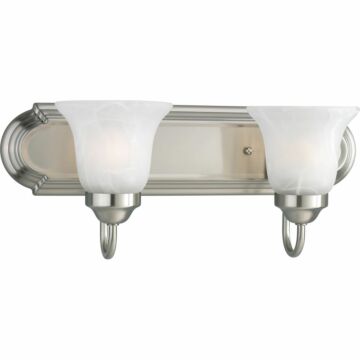 Alabaster Glass 2-Light Bathroom Vanity Light Bracket in Brushed Nickel