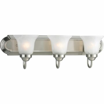 Alabaster Glass 3-Light Bathroom Vanity Light Bracket in Brushed Nickel