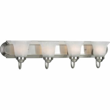 Alabaster Glass 4-Light Bathroom Vanity Light Bracket in Brushed Nickel