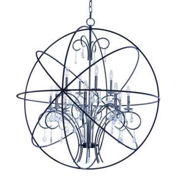 Orbit 12 Light Pendant in Anthracite   Polished Nickel by Maxim