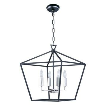 Abode Four Light Chandelier in Textured Black   Polished Nickel by Maxim