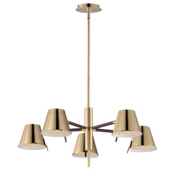 Carlo LED Chandelier in Dark Bronze, Leather, Heritage Brass by Maxim