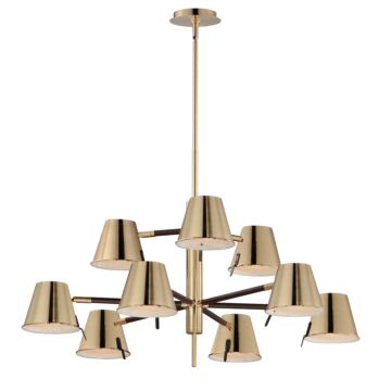 Carlo LED Chandelier in Dark Bronze, Leather, Heritage Brass by Maxim