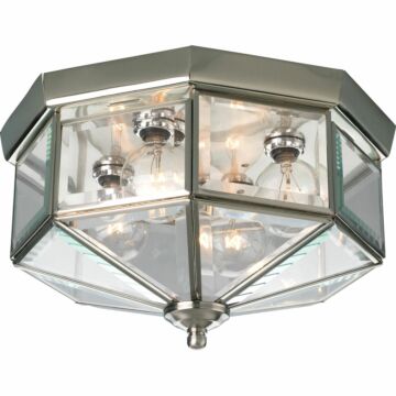 Beveled Glass 4-Light Flush Mount in Brushed Nickel