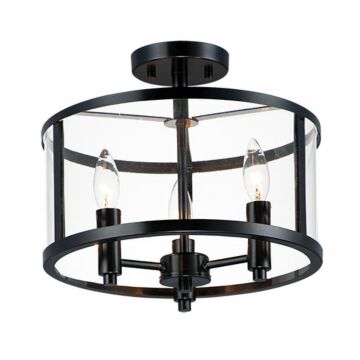Sentinel Three Light Semi Flush Mount in Black by Maxim