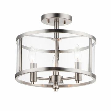 Sentinel Three Light Semi Flush Mount in Satin Nickel by Maxim