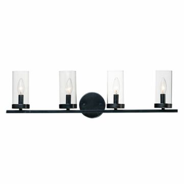 Sentinel Four Light Bath Vanity in Black by Maxim