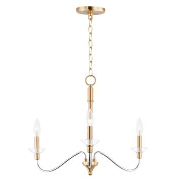 Clarion Three Light Pendant in Polished Chrome   Satin Brass by Maxim
