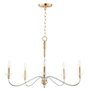 Clarion Five Light Chandelier in Polished Chrome   Satin Brass by Maxim