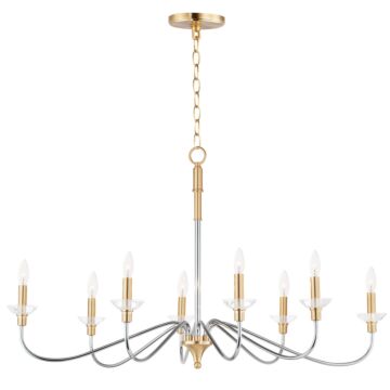 Clarion Eight Light Chandelier in Polished Chrome   Satin Brass by Maxim