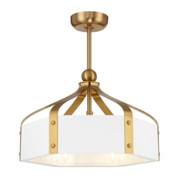 Sheffield LED Fan D'Lier in Whiteith Warm Brass Accents by Savoy House