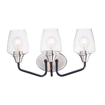 Goblet Three Light Bath Vanity in Black   Satin Nickel by Maxim