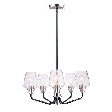 Goblet Five Light Chandelier in Black   Satin Nickel by Maxim