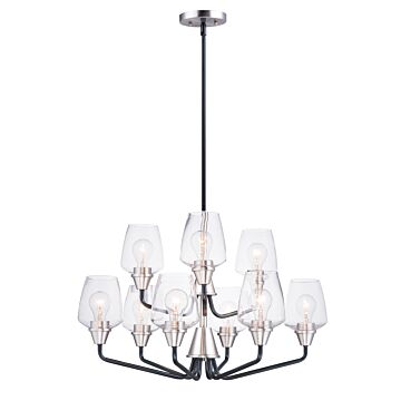 Goblet Nine Light Chandelier in Black   Satin Nickel by Maxim