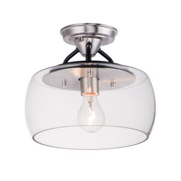 Goblet One Light Semi Flush Mount in Black   Satin Nickel by Maxim