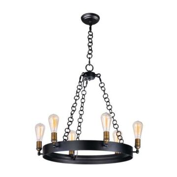 Noble Six Light Chandelier in Black   Natural Aged Brass by Maxim